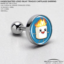 Load image into Gallery viewer, 16G 1/4 Burning Marshmallow Tragus Cartilage Earring by Onyx O