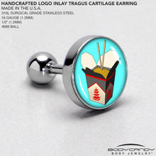 Load image into Gallery viewer, 16G 1/4 Chinese Take Out Cartilage Tragus Earring by Onyx O
