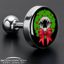 Load image into Gallery viewer, 16G 1/4 Holiday Vampire Wreath Tragus Cartilage Earring by Onyx O