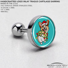 Load image into Gallery viewer, Christmas Holiday Lights Corgi Dog Tragus Cartilage Earring by Onyx O