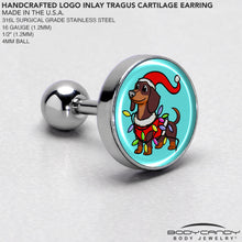 Load image into Gallery viewer, Christmas Holiday Weiner Dog Tragus Cartilage Earring by Onyx O