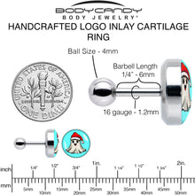 Load image into Gallery viewer, 16G 1/4 Holiday Christmas Spirit Ghost Tragus Cartilage Earring by Onyx O