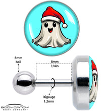 Load image into Gallery viewer, 16G 1/4 Holiday Christmas Spirit Ghost Tragus Cartilage Earring by Onyx O