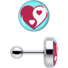 Load image into Gallery viewer, 16G 1/4 Love Yin Yang Heart Cartilage Tragus Earring by Onyx O