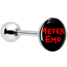 Load image into Gallery viewer, Black Red 4 Ever Emo Barbell Tongue Ring by Onyx O