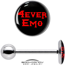 Load image into Gallery viewer, Black Red 4 Ever Emo Barbell Tongue Ring by Onyx O