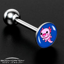 Load image into Gallery viewer, Adorable Axolotl Barbell Tongue Ring by Onyx O
