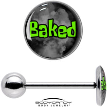 Load image into Gallery viewer, Logo Baked Stoner Barbell Tongue Ring by Onyx O