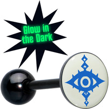 将图片加载到图库查看器,Glow in the Dark Black Anodized Evil Eye Barbell Tongue Ring by Onyx O