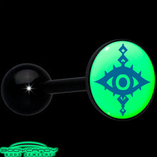 将图片加载到图库查看器,Glow in the Dark Black Anodized Evil Eye Barbell Tongue Ring by Onyx O