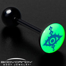 将图片加载到图库查看器,Glow in the Dark Black Anodized Evil Eye Barbell Tongue Ring by Onyx O