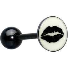 Load image into Gallery viewer, Black Glow in the Dark Lipstick Kiss Mark Barbell Tongue Ring by Onyx O