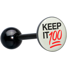Load image into Gallery viewer, Glow in the Dark Black Anodized Keep it 100 Barbell Tongue Ring by Onyx O