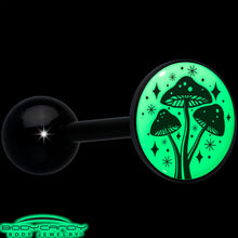 将图片加载到图库查看器,Glow in the Dark Black Anodized Mystic Mushroom Barbell Tongue Ring by Onyx O