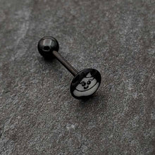 Load image into Gallery viewer, Glow in the Dark Black Anodized Poop Barbell Tongue Ring by Onyx O