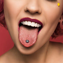 Load image into Gallery viewer, Black Glow in the Dark Holiday Snowflake Tongue Ring by Onyx O