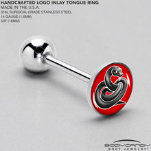 Load image into Gallery viewer, Black Snake Barbell Tongue Ring by Onyx O