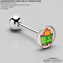 Load image into Gallery viewer, Dumpster Fire Barbell Tongue Ring by Onyx O