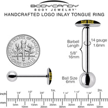 Load image into Gallery viewer, Black Yellow Fake Adult Barbell Tongue Ring by Onyx O