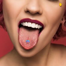 Load image into Gallery viewer, Rainbow Sea Floating Flamingo Barbell Tongue Ring by Onyx O