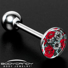 Load image into Gallery viewer, Blossom Creation Vibrant Bloom of Flowers Barbell Tongue Ring by Onyx O