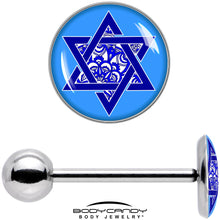 Load image into Gallery viewer, Floral Star of David Barbell Tongue Ring by Onyx O