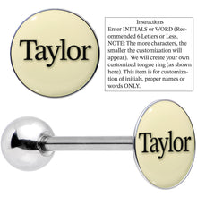 Load image into Gallery viewer, Custom Glow in the Dark Logo Stainless Steel Barbell Tongue Ring