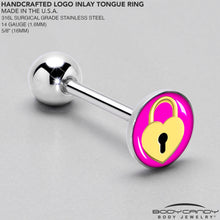 将图片加载到图库查看器,Heart Lock Barbell Tongue Ring by Onyx O