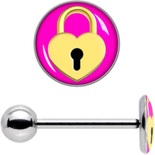 将图片加载到图库查看器,Heart Lock Barbell Tongue Ring by Onyx O