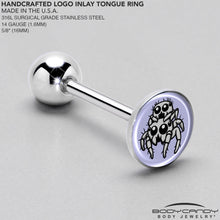 Load image into Gallery viewer, Leaping Leapfrog Spiders Barbell Tongue Ring by Onyx O