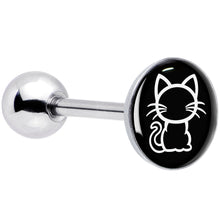 将图片加载到图库查看器,Black and White Kitty Cat Barbell Tongue Ring by Onyx O