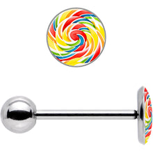 Load image into Gallery viewer, Rainbow Swirl Lollipop Barbell Tongue Ring by Onyx O