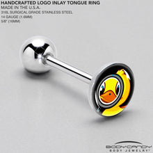 Load image into Gallery viewer, Magnified Yellow Duck Barbell Tongue Ring by Onyx O