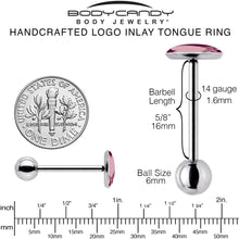 Load image into Gallery viewer, Pinkish Melting Heart Barbell Tongue Ring by Onyx O