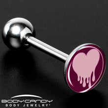 Load image into Gallery viewer, Pinkish Melting Heart Barbell Tongue Ring by Onyx O