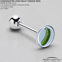 Load image into Gallery viewer, Green Pickle Barbell Tongue Ring by Onyx O