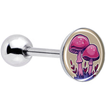 将图片加载到图库查看器,Artist Drawn Pink Mushrooms Barbell Tongue Ring by Onyx O