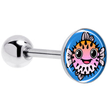 Load image into Gallery viewer, Swimming Pink Pufferfish Barbell Tongue Ring by Onyx O