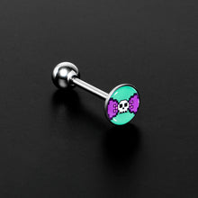 将图片加载到图库查看器,Retro Pixel Skull Barbell Tongue Ring by Onyx O
