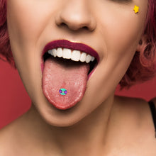 将图片加载到图库查看器,Retro Pixel Skull Barbell Tongue Ring by Onyx O