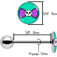 将图片加载到图库查看器,Retro Pixel Skull Barbell Tongue Ring by Onyx O