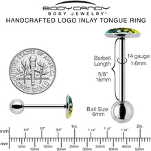Load image into Gallery viewer, Blue Haze Sunset Skull and Palms Barbell Tongue Ring by Onyx O