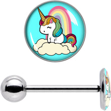 Load image into Gallery viewer, Rainbow Unicorn Barbell Tongue Ring by Onyx O