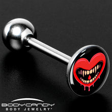 Load image into Gallery viewer, Valentine Heart Vampire Barbell Tongue Ring