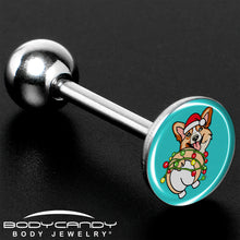 Load image into Gallery viewer, Christmas Holiday Lights Corgi Dog Barbell Tongue Ring by Onyx O