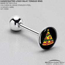 Load image into Gallery viewer, Christmas Holiday Pizza Tree Barbell Tongue Ring by Onyx O
