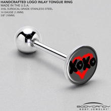 Load image into Gallery viewer, XOXO Heart Barbell Tongue Ring by Onyx O
