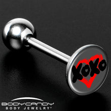 Load image into Gallery viewer, XOXO Heart Barbell Tongue Ring by Onyx O