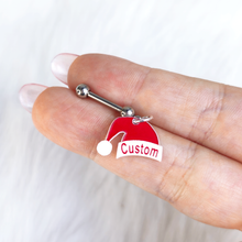 将图片加载到图库查看器,Custom Santa Hat Personalized Dangle Barbell Cartilage Earring