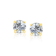 Load image into Gallery viewer, 14k Yellow Gold 8.0mm Round CZ Stud Earrings